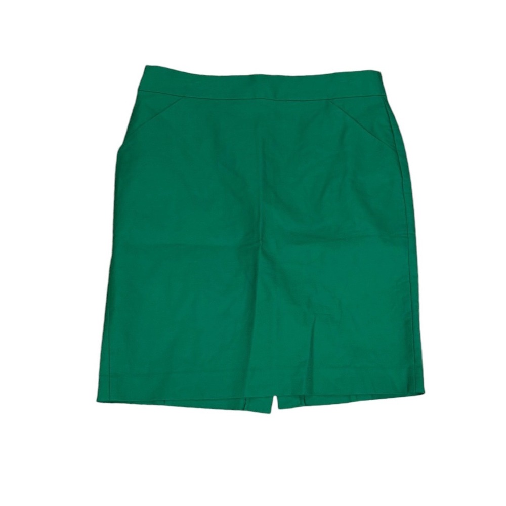 J.Crew Green Cotton Pencil‎ Skirt Sz 10 NWT Emerald Green Pocketed natural fiber